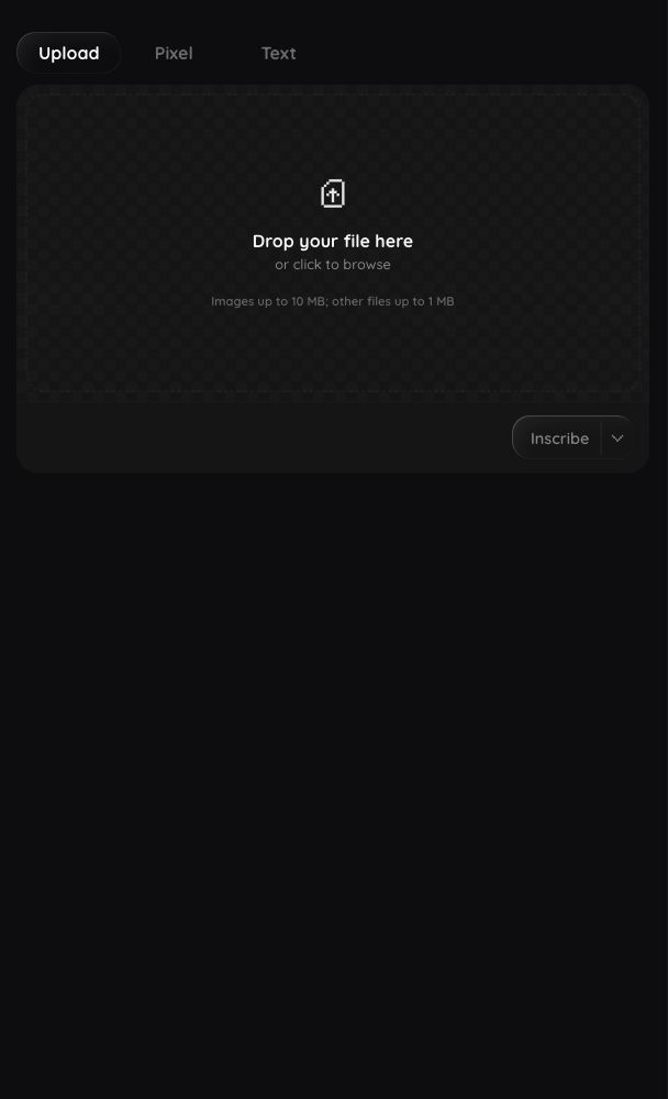 floored Creator studio with Upload, Pixel, and Text modes and a file drop area